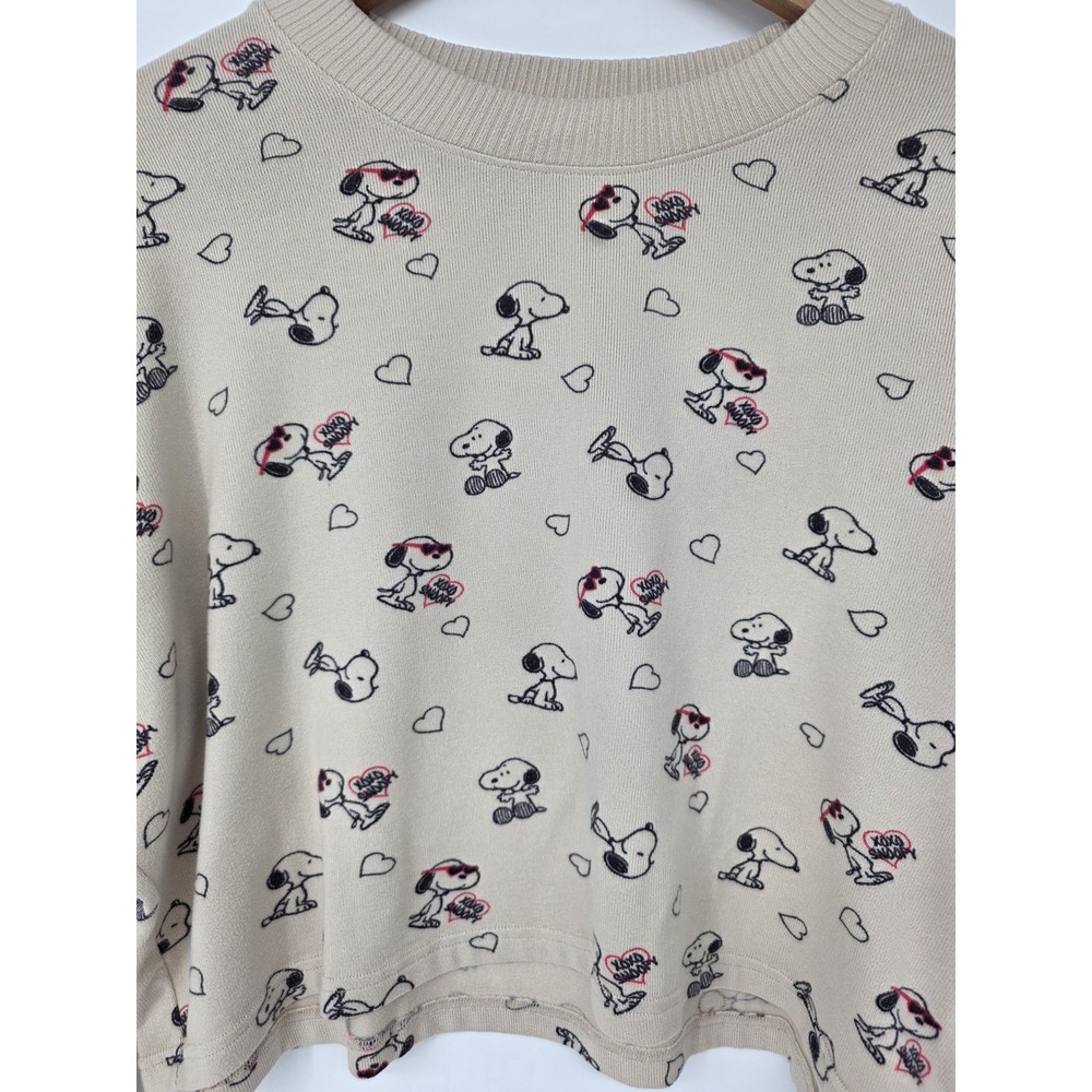 American Eagle AE Lounge Snoopy Hearts Print Pullover Sweatshirt Women's M